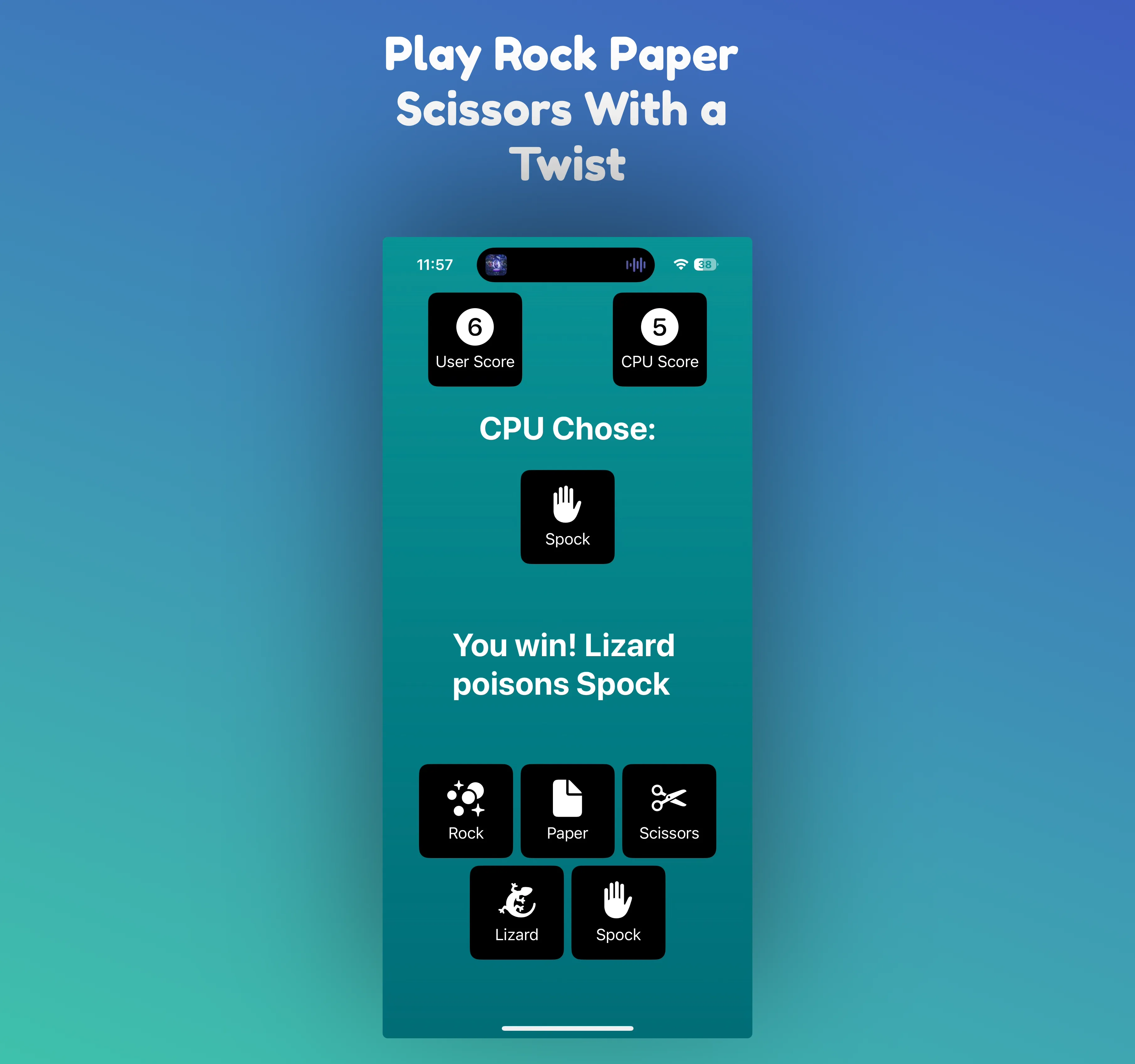 Rock Paper Scissors Lizard Spock