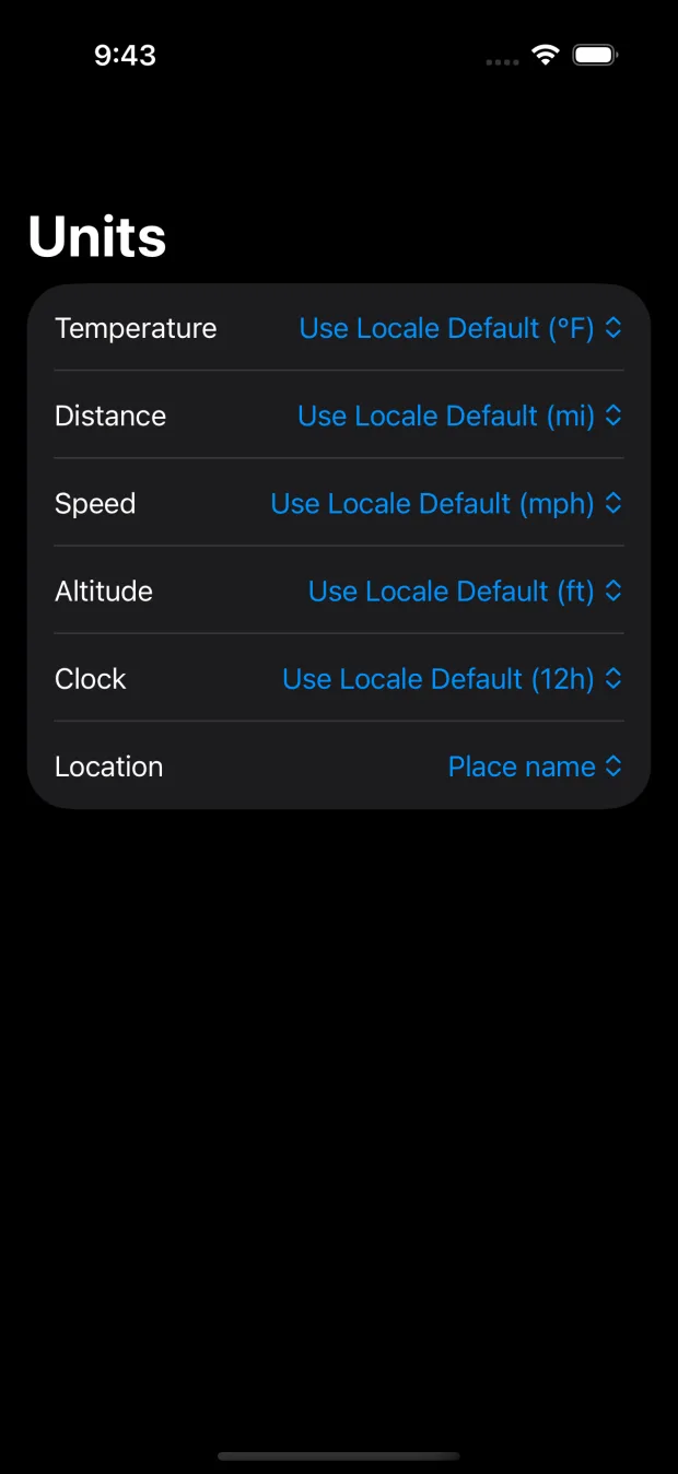 CabinLink — Unit preferences