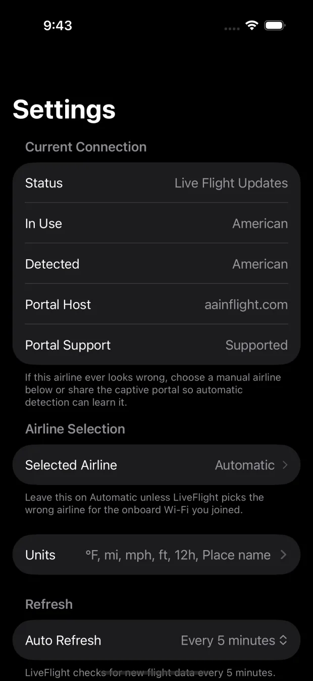 CabinLink — Settings